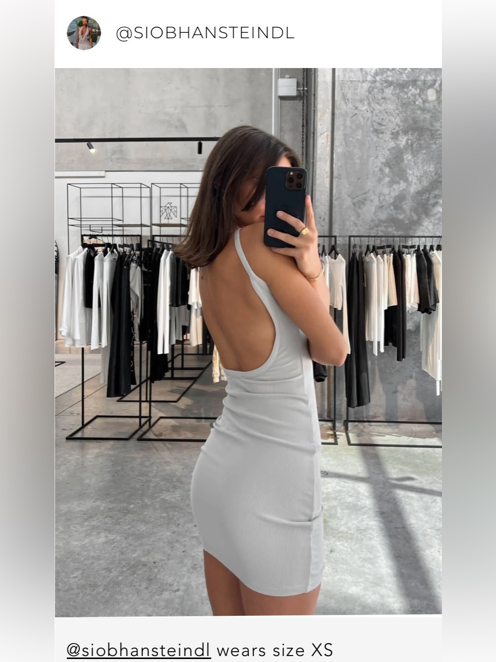 All Things Golden, THE LUXE RIB LOW BACK MINI DRESS - MID GREY Size XS